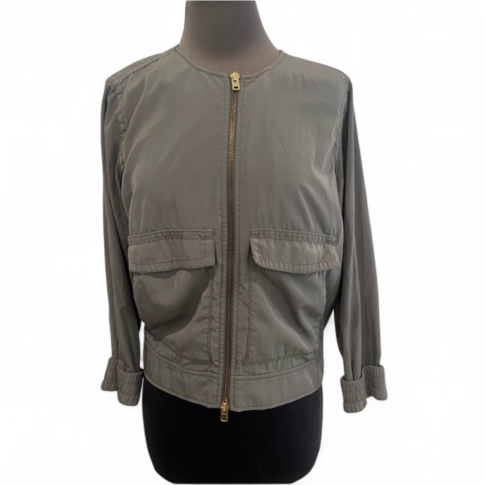 J. CREW LIGHTWEIGHT UTILITY BOMBER JACKET ARMY GREEN SIZE PETITE SMALL